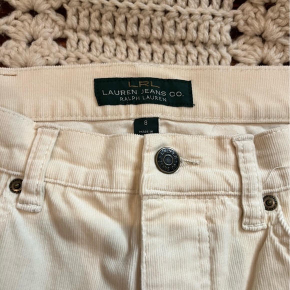 LRL Lauren Jeans Co Ivory Corduroy Flare Leg 5 Pocket Pants Size 8 - Picture 4 of 8